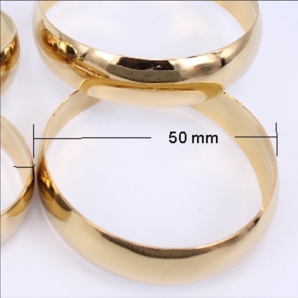 NEW 18K Yellow Gold 2” Round Chunky Hoop Earrings - Picture 5 of 5